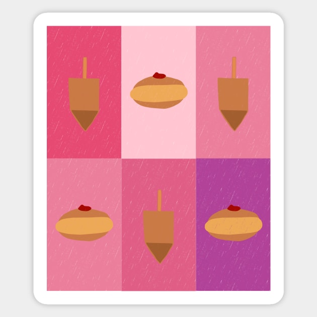 D&amp;D - Doughnuts and Dreidels Pink Grid Sticker by TillaCrowne